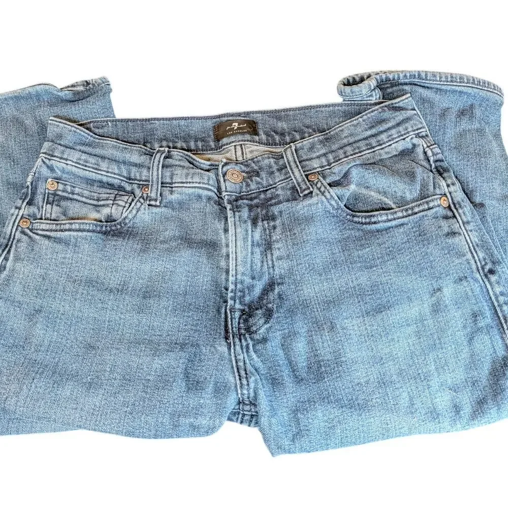 7 For All Mankind Men's Jeans 30 Medium Wash Straight Stretch Denim USA